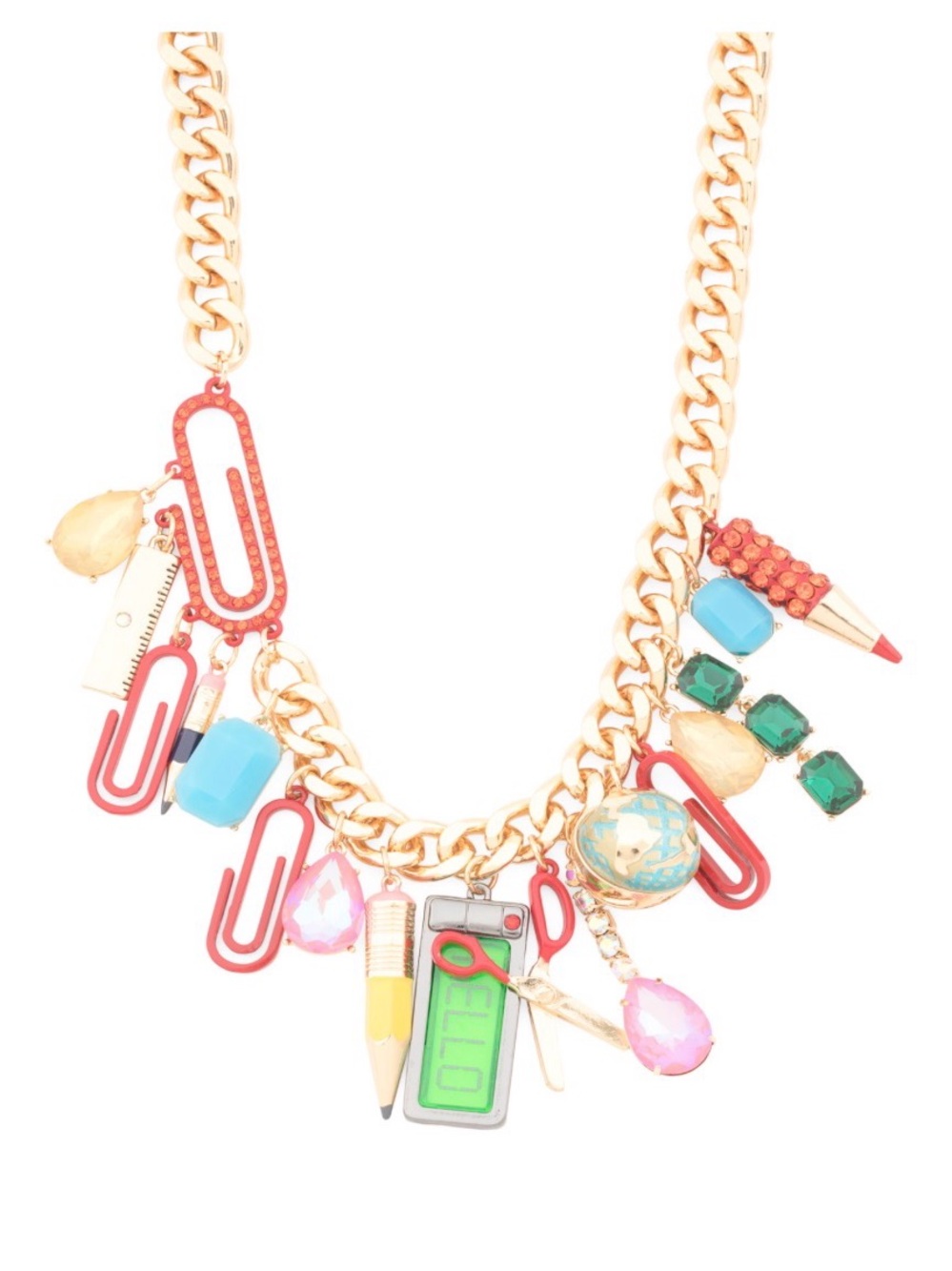 Betsey Johnson School Charms Drama Statement Necklace NWT